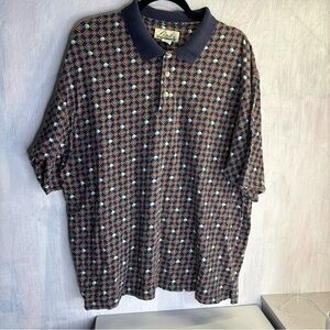 Vintage links Men's Geometric Pattern Polo Shirt - Multicolor golf. XL